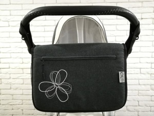 Сумка на коляску Ok Style Квітка Льон Темно-Сірий