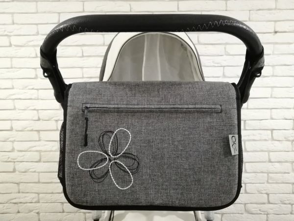 Сумка на коляску Ok Style Квітка Льон Сірий