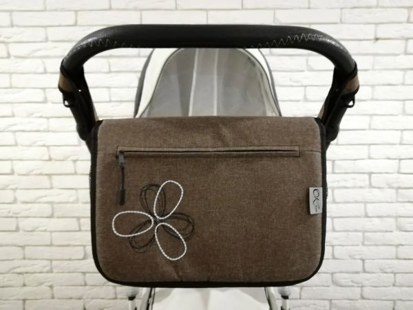 Сумка на коляску Ok Style Квітка Льон Сіро-коричневий