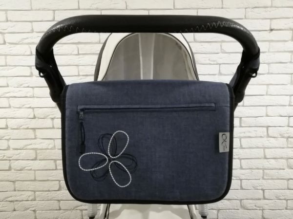 Сумка на коляску Ok Style Квітка Льон Темно-синій джинс