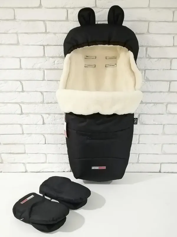 Комплект Зимовий Конверт Футмуф і Рукавички Z&D Thermo (Black)