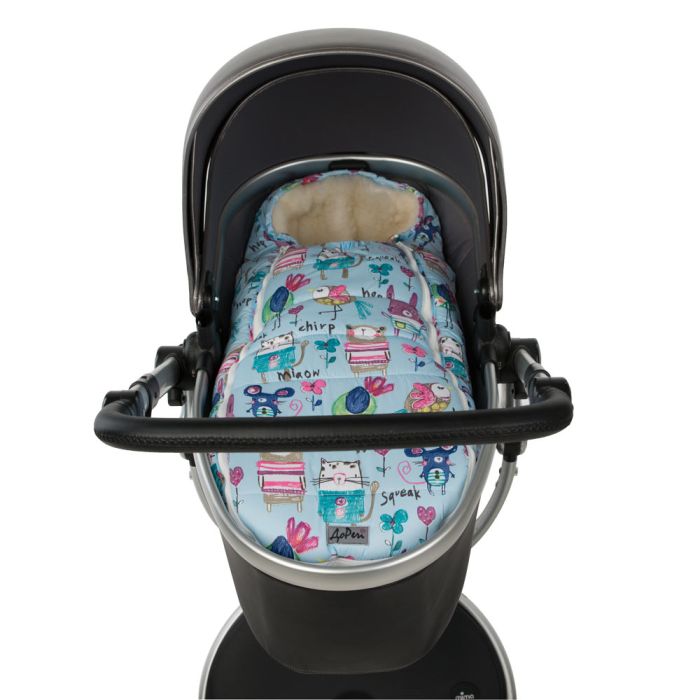 Зимовий конверт-кокон DoRechi Baby XS малюнки на блакитному тлі з опушкою (1865 О)