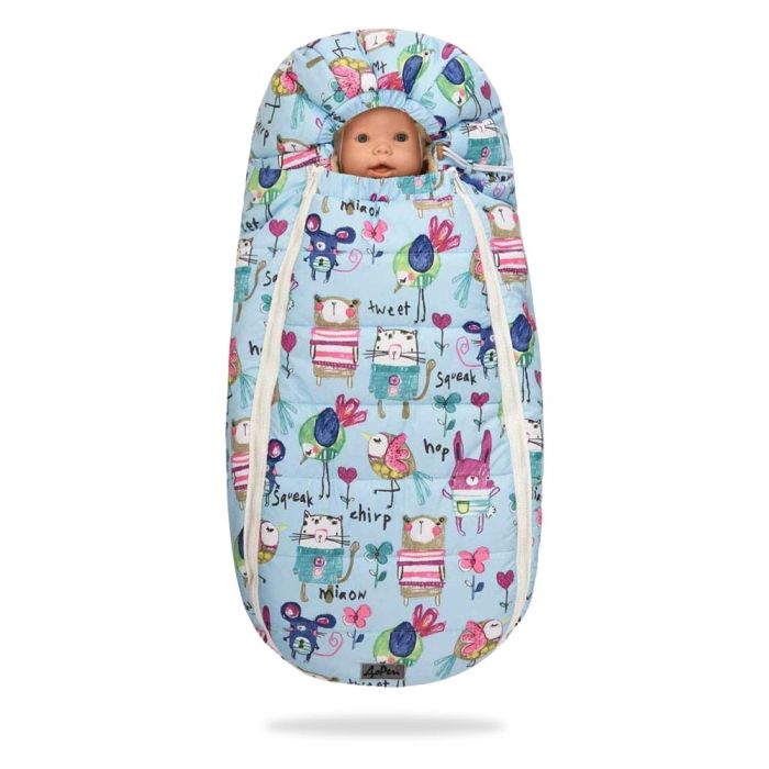Зимовий конверт-кокон DoRechi Baby XS малюнки на блакитному тлі (1865)