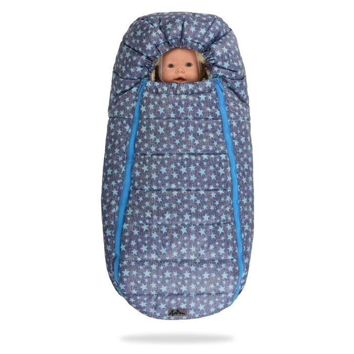 Зимовий конверт-кокон DoRechi Baby XS блакитні зірки з опушкою (1868 О)