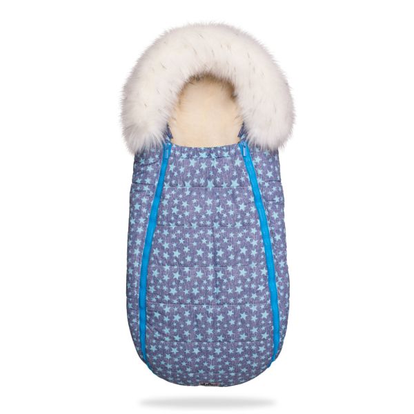 Зимовий конверт-кокон DoRechi Baby XS блакитні зірки з опушкою (1868 О)