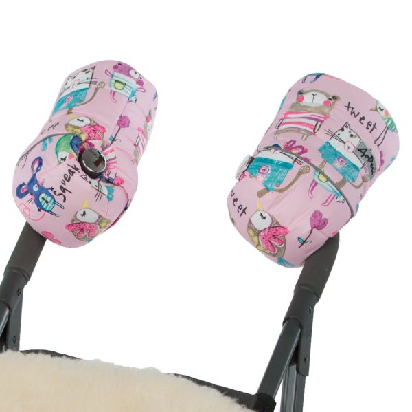 Муфти-рукавички на коляску DoRechi малюнки на рожевому фоні (1858)