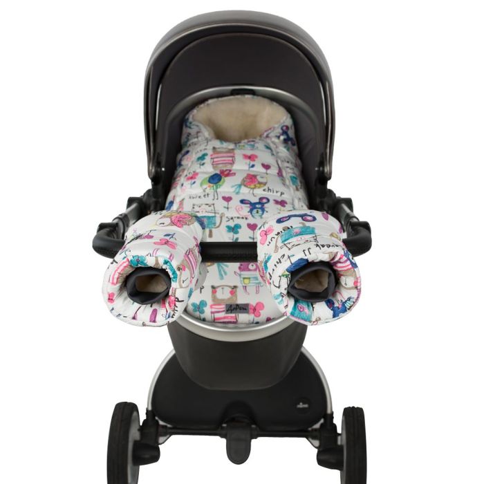 Зимовий конверт-кокон DoRechi Baby XS малюнки на білому тлі з опушкою (1864 О)