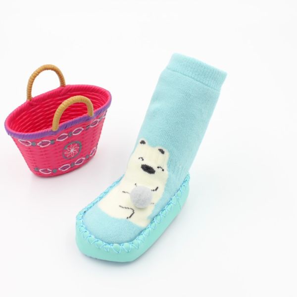 Шкарпетки-тапочки, махрові, колір Блакитний Мішка, розмір 16 см