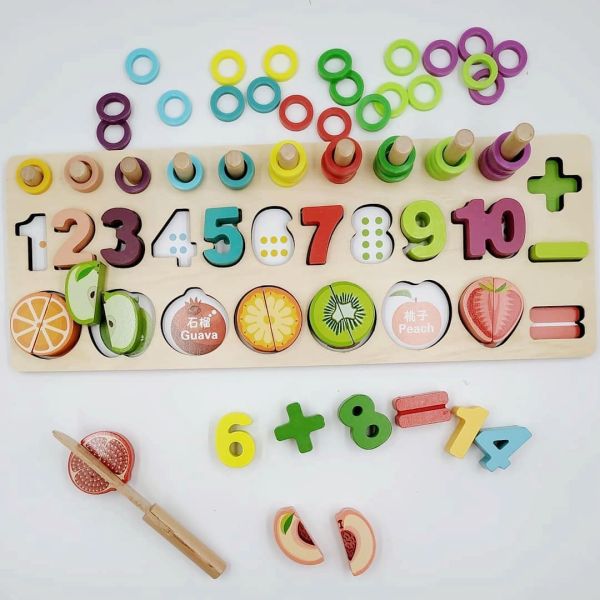 Дерев`яний повчальний планшет з половинчастими фруктами