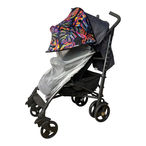 Must Have Shade ДоРечі 2 в 1 колір 'Тропічне листя' козирок з білою москітною сіткою (1846 T)