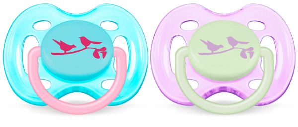 Пустушка для дівчинки Philips Avent Freeflow, пташки, 2 шт. (SCF172/18)