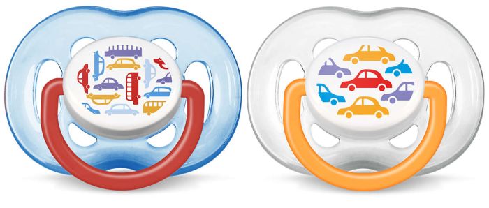 Пустушка для хлопчика Philips Avent Freeflow, машинки, 2 шт. (SCF172/22)