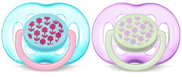 Пустушка для дівчинки Philips Avent Freeflow, квіти, 2 шт. (SCF172/22)
