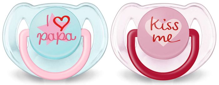 Пустушка для дівчинки Philips Avent Classic, I love, 2 шт. (SCF172/70)