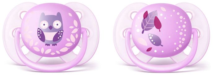 Пустушка для дівчинки Philips Avent Ultra Soft, 2 шт. (SCF227/20)