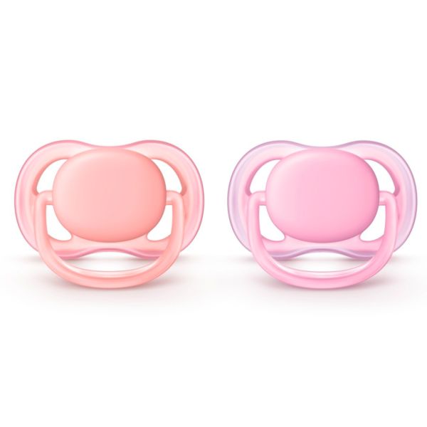 Комплект силіконових пустушок для дівчинки у футлярі для стерилізації Philips-AVENT Ultra Air, 2шт (SCF245/20)