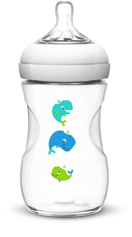 Пляшечка для годування Philips Avent Natural, кити, 260 мл (SCF627/25)