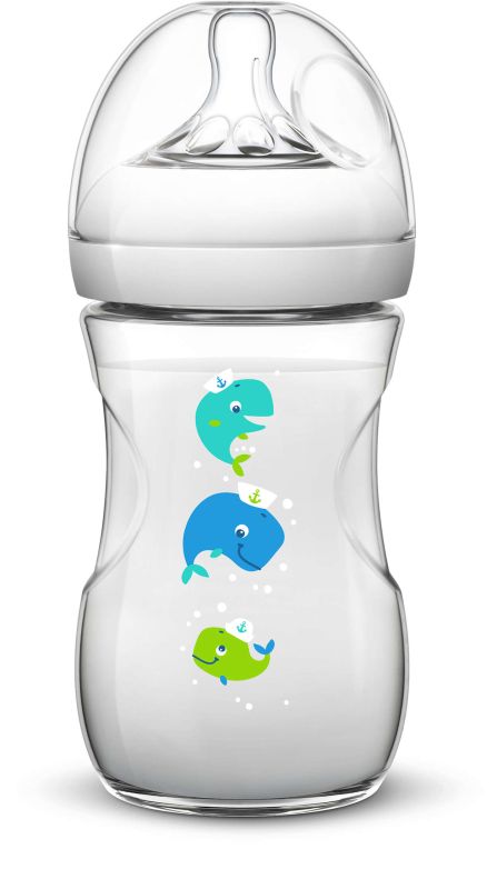 Пляшечка для годування Philips Avent Natural, кити, 260 мл (SCF627/25)