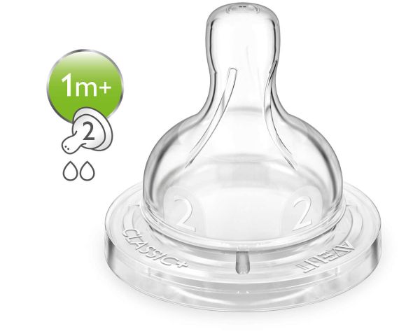 Соска силіконова Philips Avent Classic+, повільний потік, 2 шт. (SCF632/27)