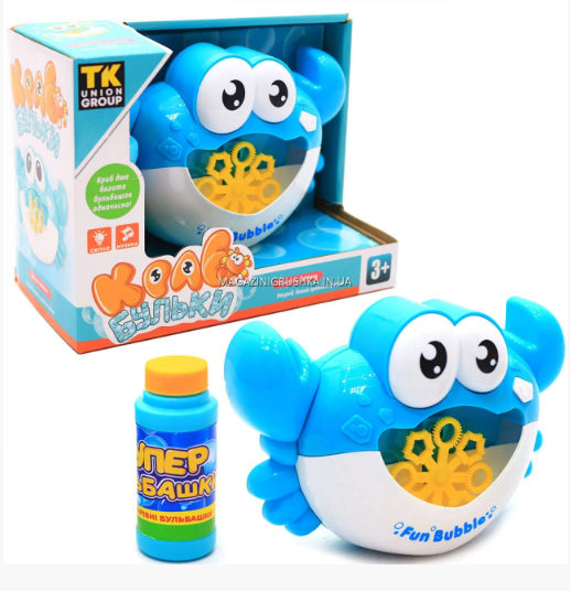 Установка для пускання мильних бульбашок Краб (синій), світло, звук