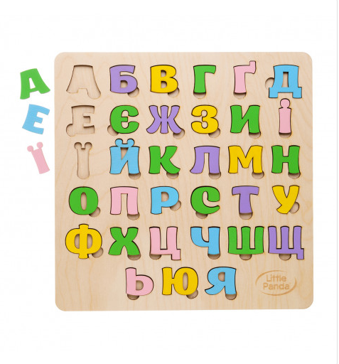 Алфавіт - Cортер магнітний, дерев`яний, Little Panda (українська мова)