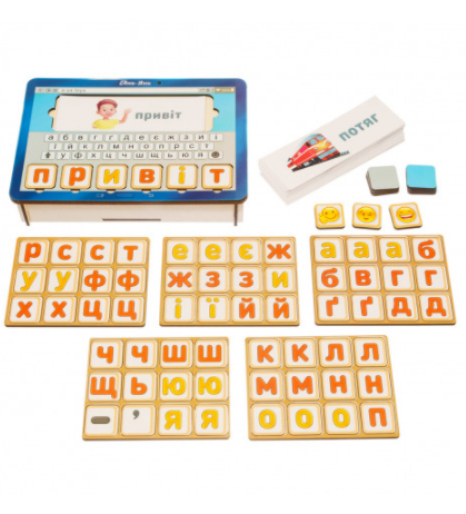 Планшет для хлопчиків 'Збери слово за картинкою' українською мовою, блакитний