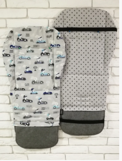 Матрацик-вкладиш у коляску універсальний двосторонній Z&D New (blue bunny)
