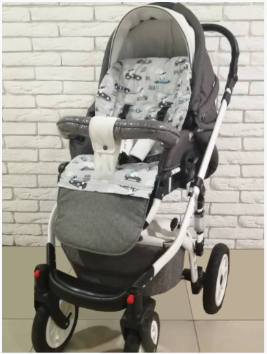 Матрацик-вкладиш у коляску універсальний двосторонній Z&D New (blue bunny)