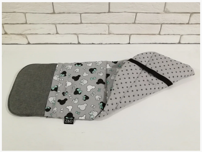 Матрацик-вкладиш у коляску універсальний двосторонній Z&D New (turquoise mickey)