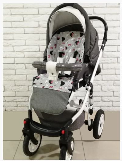 Матрацик-вкладиш у коляску універсальний двосторонній Z&D New (red mickey)