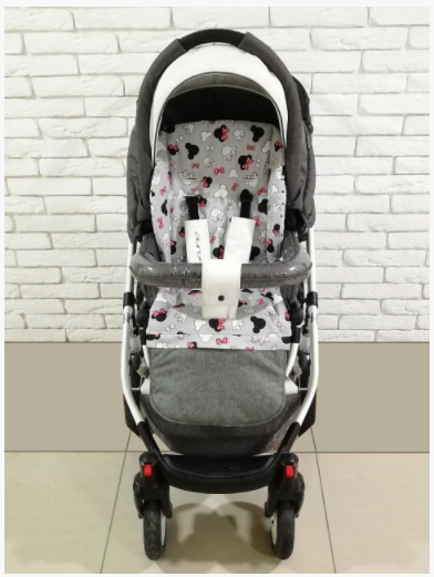 Матрацик-вкладиш у коляску універсальний двосторонній Z&D New (red mickey)